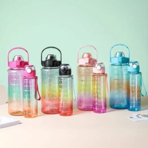 A750-8024-3 3 Piece Water Bottle Set with Straw & Time Markers