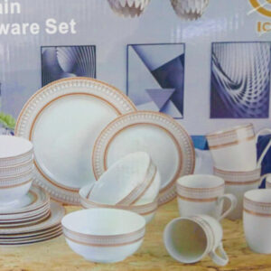 HQ-3 Elegant Gold-Rim 24-Piece Porcelain Dinner Set for Luxurious Dining