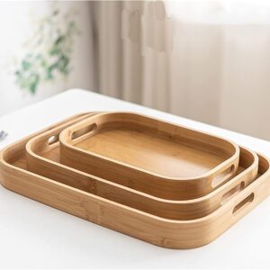 35990-2 EcoServe 3-Piece Bamboo Tray Set with Cutout Handles