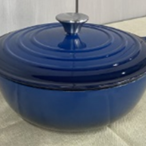 FR-FAD26O Blue Enameled Cast Iron Dutch Oven with Dual Handles & Lid