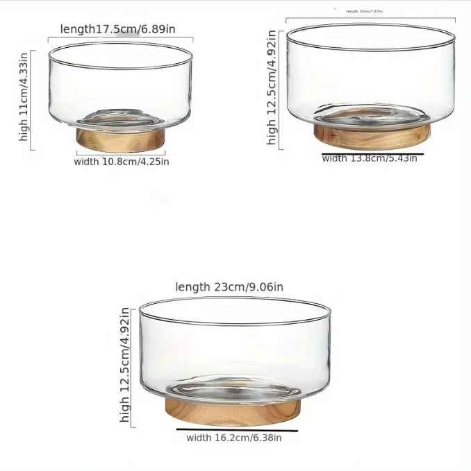 ZY151-M Bamboo Essence Glass Salad Bowl with Bamboo Base - Image 6