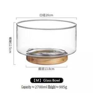 ZY151-M Bamboo Essence Glass Salad Bowl with Bamboo Base