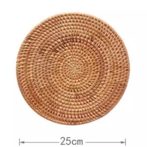 NO.202402 Elegant Weave Rattan Mat - 25cm Natural Round Table Accent