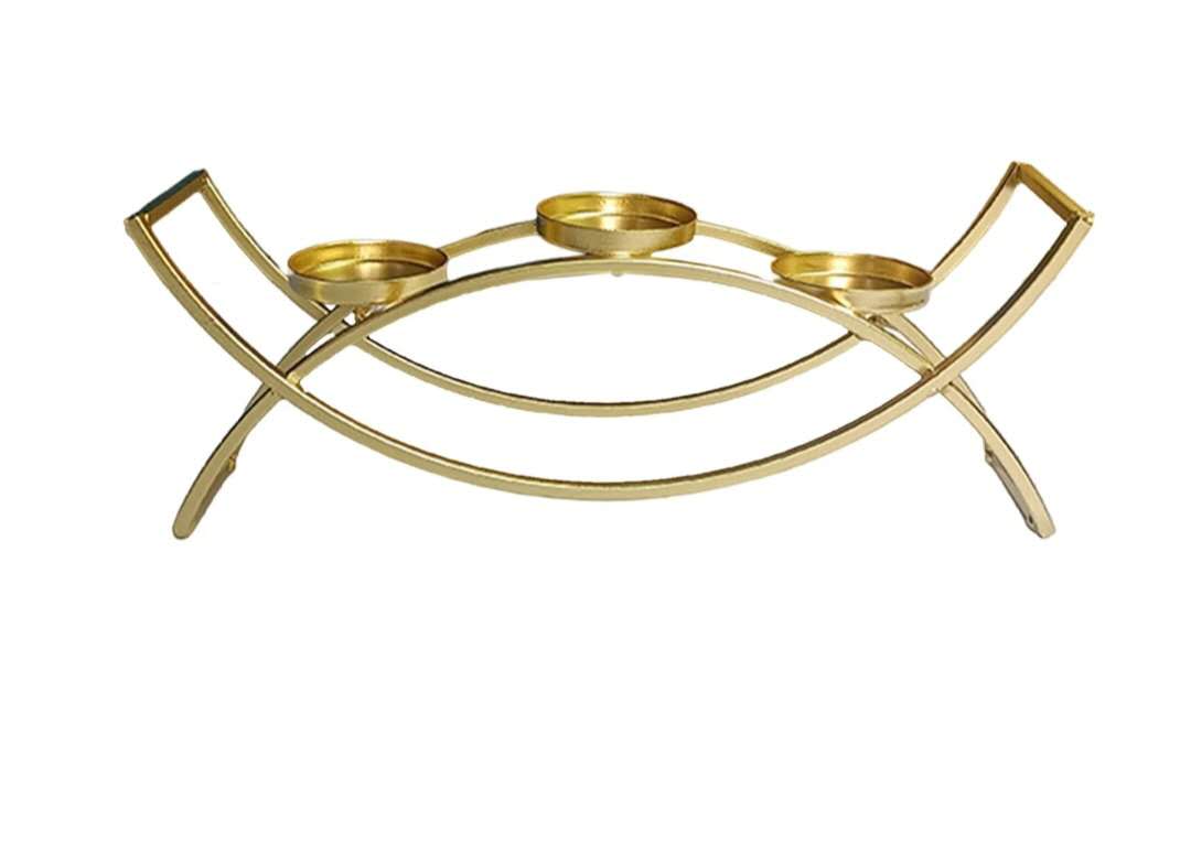 4190047 Modern Gold Triple-Tealight Candle Holder – Elegant Decor Accent (4PCS) - Image 4