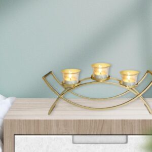 4190047 Modern Gold Triple-Tealight Candle Holder – Elegant Decor Accent (4PCS)