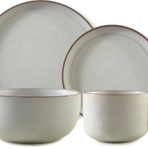 P25209A-Soft Matte ivory Serenity Stone 16-Piece Dinnerware Set