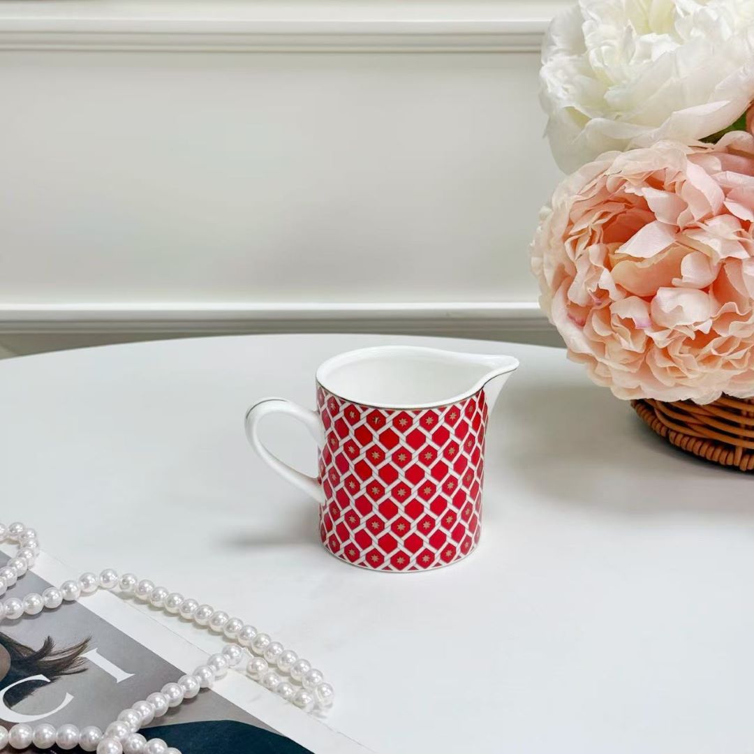 15PCS Elegant ceramic tea set (Red) - Image 4