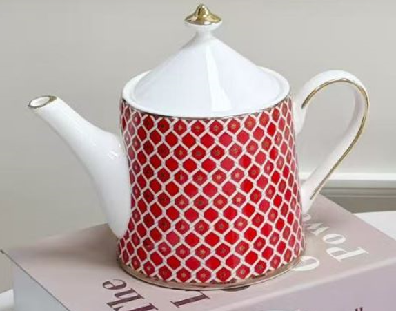 15PCS Elegant ceramic tea set (Red) - Image 6
