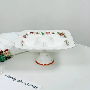 SDG-63 Festive Elegance Square Footed Snack Bowl - 28cm x 13.5cm