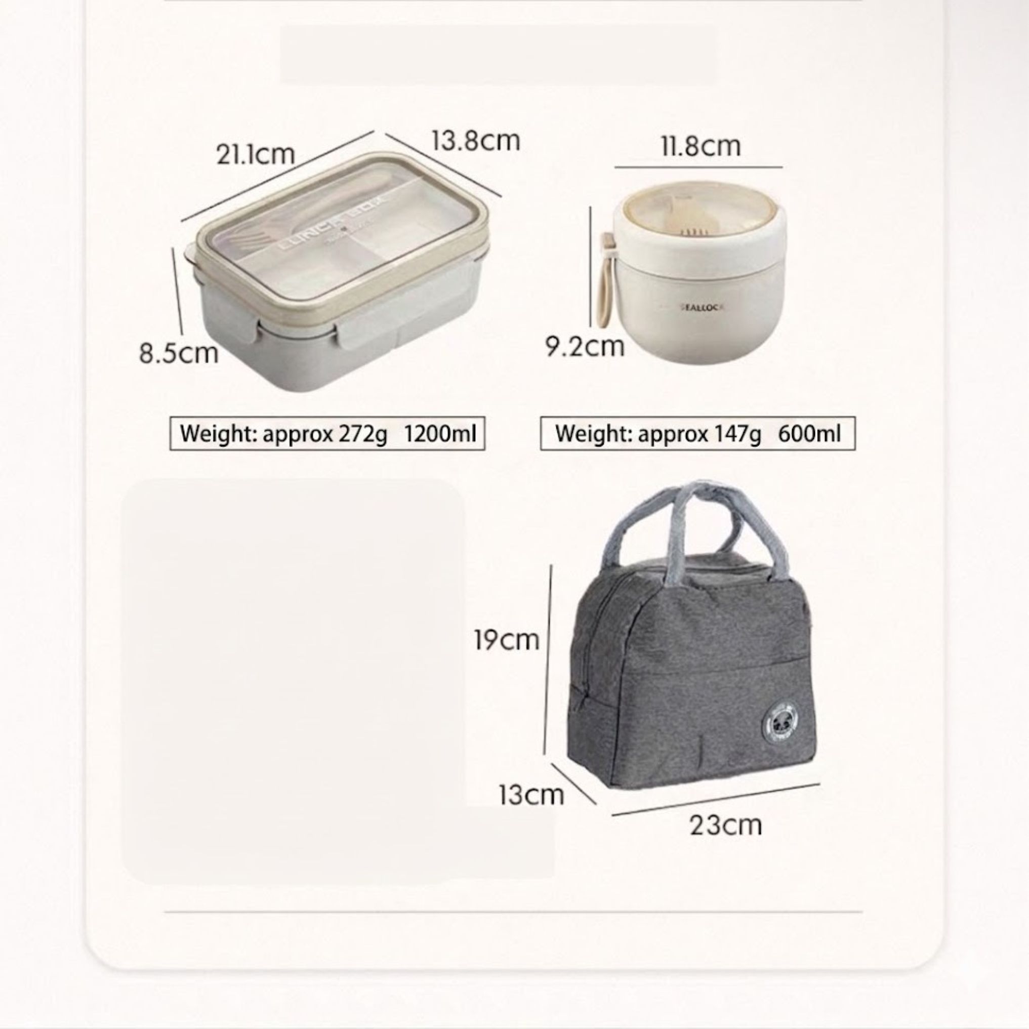 3276-T39 Lunch Box Set (Lunch Box & Food Bowl & Bag) - Image 3