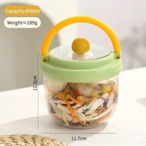 HY600B-1 Food Jar Lunch Box (600ML) - Green, Yellow