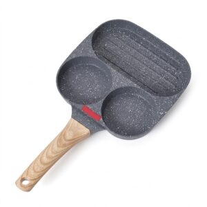 J-EP18D 3-Hole Nonstick Egg Fry Pan with Wooden Handle