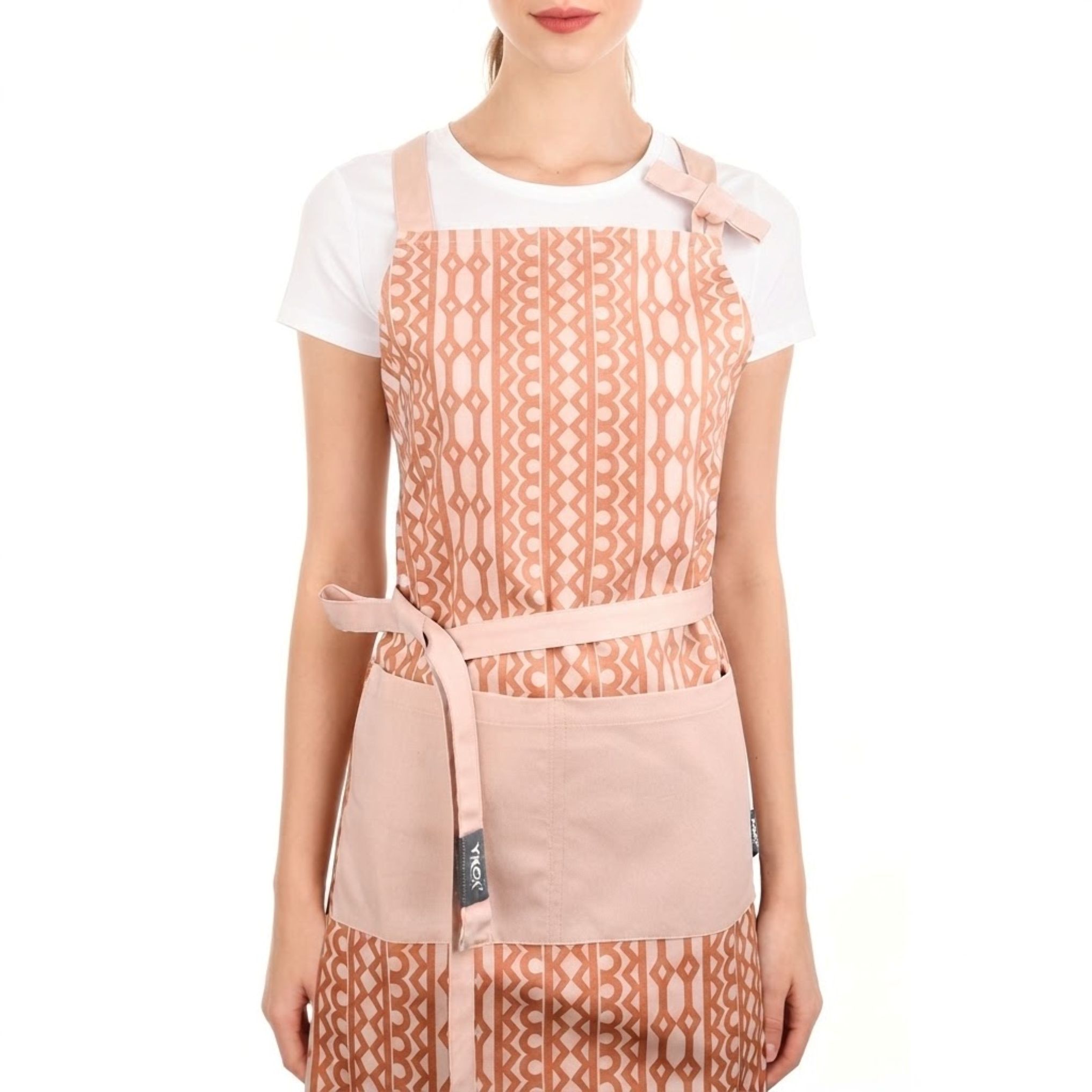 YA25002-P 3-Piece Kitchen Linen Set – Adjustable Apron, Oven Glove & Tea Towel(Terracotta Pink) - Image 2
