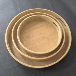 35990-3 Natural Harmony 3-Piece Round Bamboo Tray Set