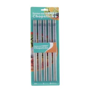 5-Pair Premium SUS304 Stainless Steel Reusable Chopsticks Set